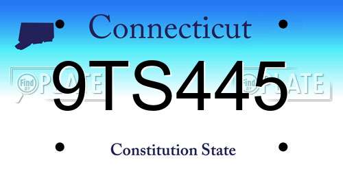 9TS445 Connecticut License Plate