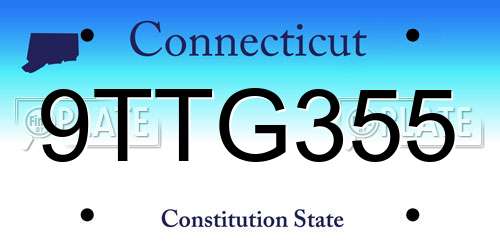 9TTG355 Connecticut License Plate