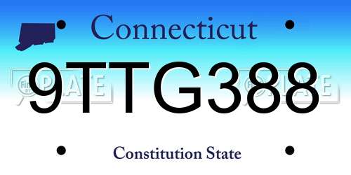 9TTG388 Connecticut License Plate