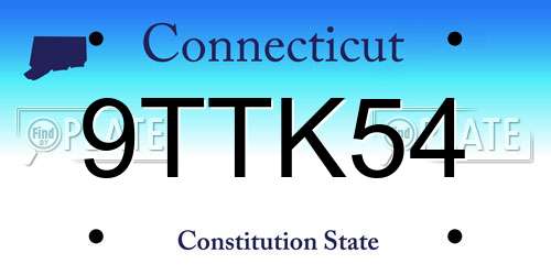 9TTK54 Connecticut License Plate