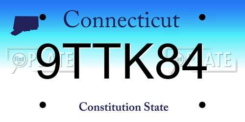 9TTK84 Connecticut License Plate