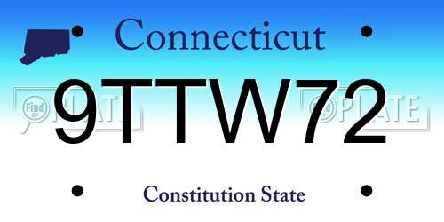 9TTW72 Connecticut License Plate