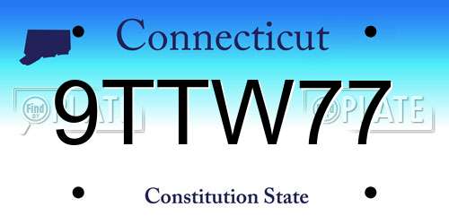 9TTW77 Connecticut License Plate