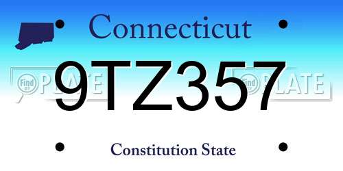 9TZ357 Connecticut License Plate