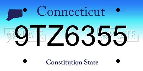 9TZ6355 Connecticut License Plate