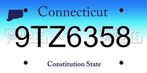 9TZ6358 Connecticut License Plate