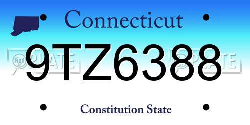 9TZ6388 Connecticut License Plate