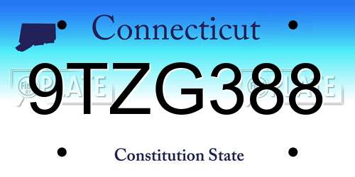 9TZG388 Connecticut License Plate