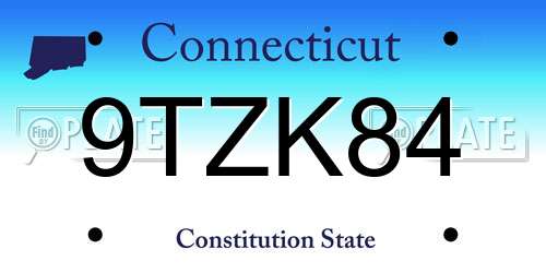 9TZK84 Connecticut License Plate