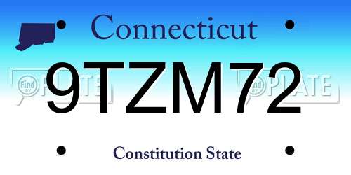 9TZM72 Connecticut License Plate