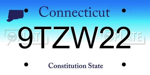 9TZW22 Connecticut License Plate