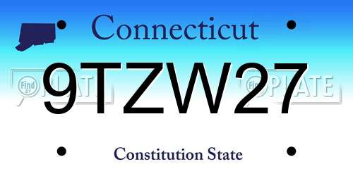 9TZW27 Connecticut License Plate