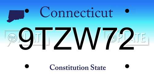 9TZW72 Connecticut License Plate