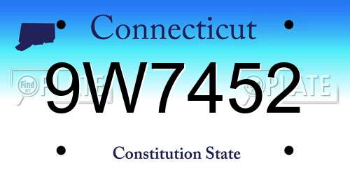 9W7452 Connecticut License Plate