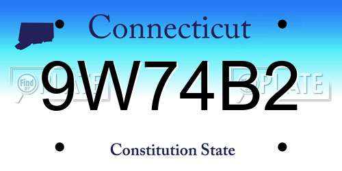 9W74B2 Connecticut License Plate