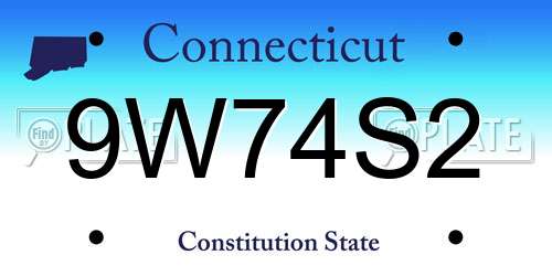 9W74S2 Connecticut License Plate