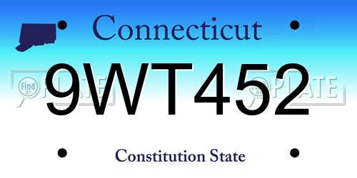 9WT452 Connecticut License Plate