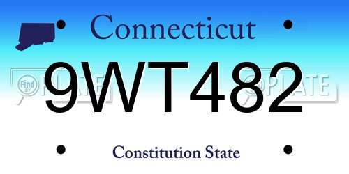 9WT482 Connecticut License Plate