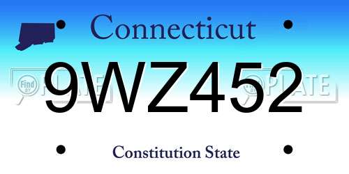 9WZ452 Connecticut License Plate