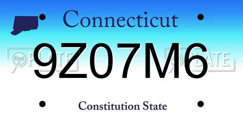9Z07M6 Connecticut License Plate
