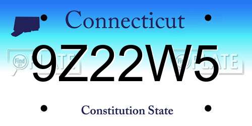 9Z22W5 Connecticut License Plate