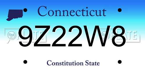 9Z22W8 Connecticut License Plate