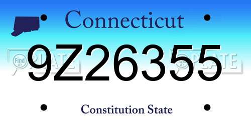 9Z26355 Connecticut License Plate