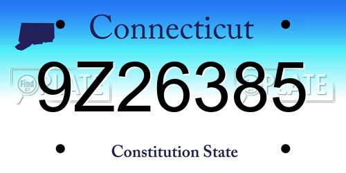 9Z26385 Connecticut License Plate