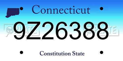 9Z26388 Connecticut License Plate