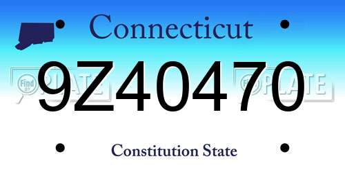 9Z40470 Connecticut License Plate
