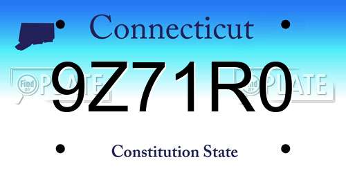 9Z71R0 Connecticut License Plate