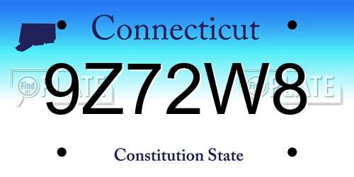 9Z72W8 Connecticut License Plate