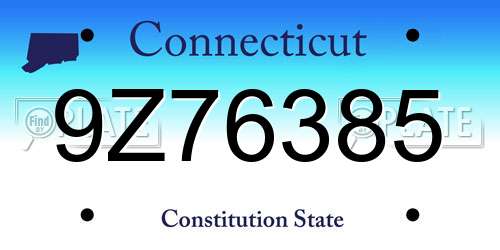 9Z76385 Connecticut License Plate