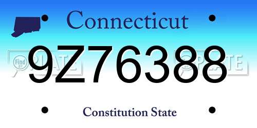 9Z76388 Connecticut License Plate