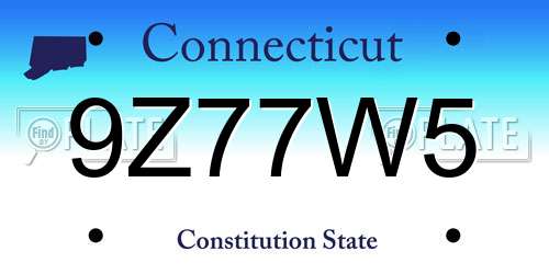 9Z77W5 Connecticut License Plate