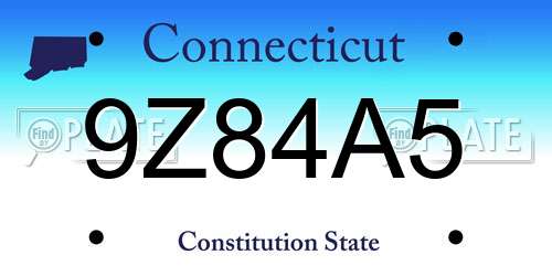 9Z84A5 Connecticut License Plate