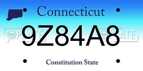 9Z84A8 Connecticut License Plate