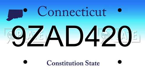 9ZAD420 Connecticut License Plate