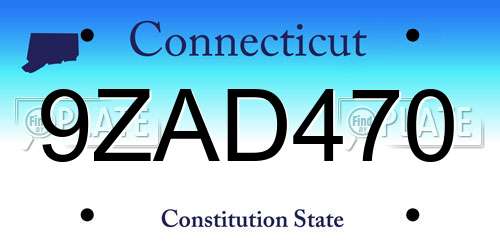9ZAD470 Connecticut License Plate