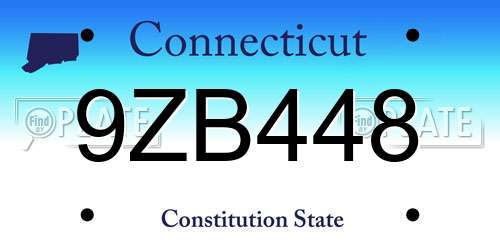 9ZB448 Connecticut License Plate