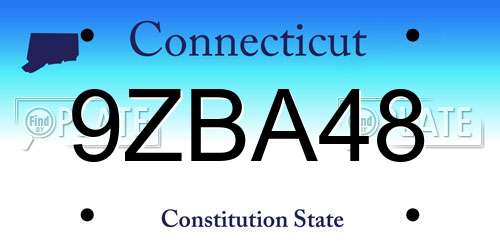9ZBA48 Connecticut License Plate