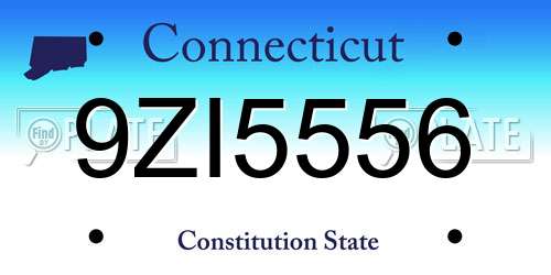 9ZI5556 Connecticut License Plate