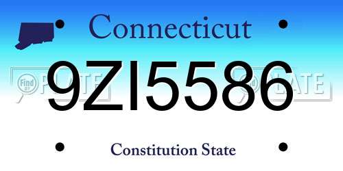 9ZI5586 Connecticut License Plate