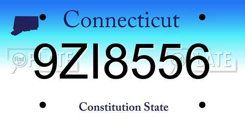 9ZI8556 Connecticut License Plate