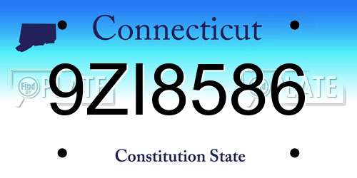 9ZI8586 Connecticut License Plate