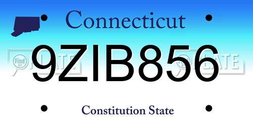 9ZIB856 Connecticut License Plate