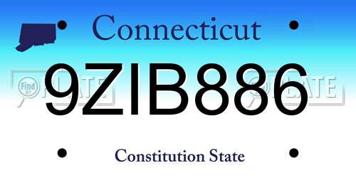 9ZIB886 Connecticut License Plate
