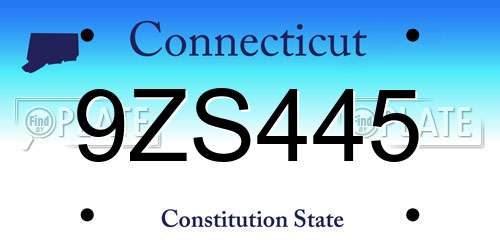9ZS445 Connecticut License Plate