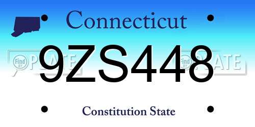 9ZS448 Connecticut License Plate