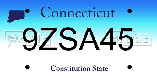 9ZSA45 Connecticut License Plate